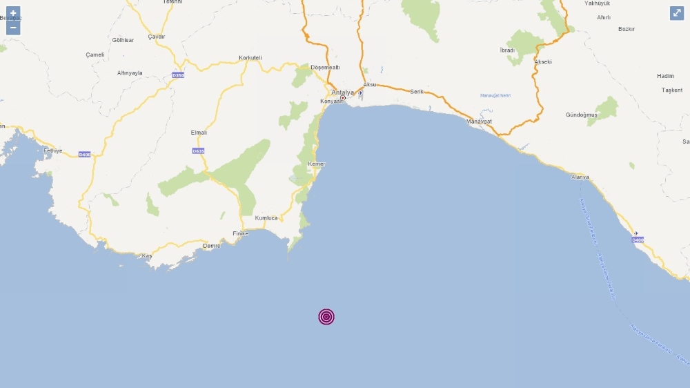 Akdeniz Açıklarında 3.5 Büyüklüğünde Deprem