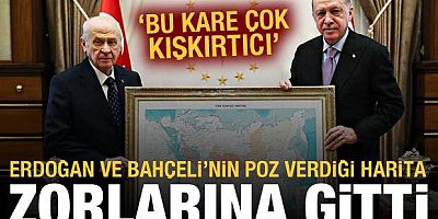 Erdoğan ve Bahçeli'nin poz verdiği harita, Yunan basınını rahatsız etti