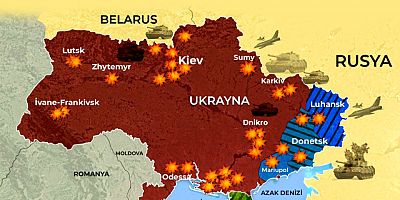 Ukrayna kuşatma altında: İşte Rusya'nın saldırı haritası