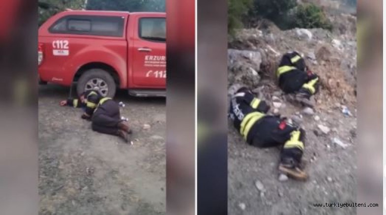 Kahraman itfaiyeciler orman yangınında yerde uyudu