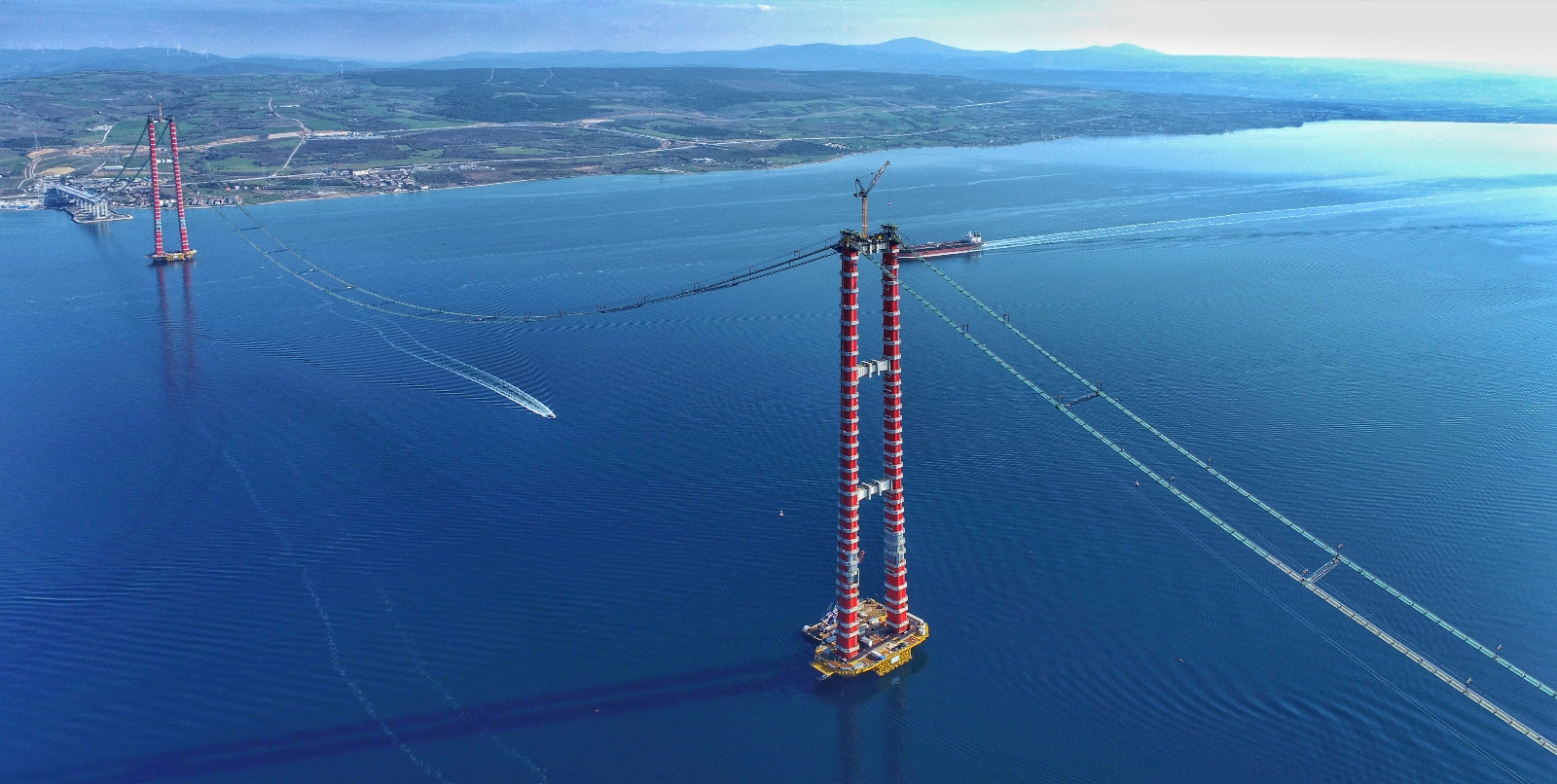 1915 Çanakkale Köprüsü’nde ana halat kablolarının montajı tamamlanıyor