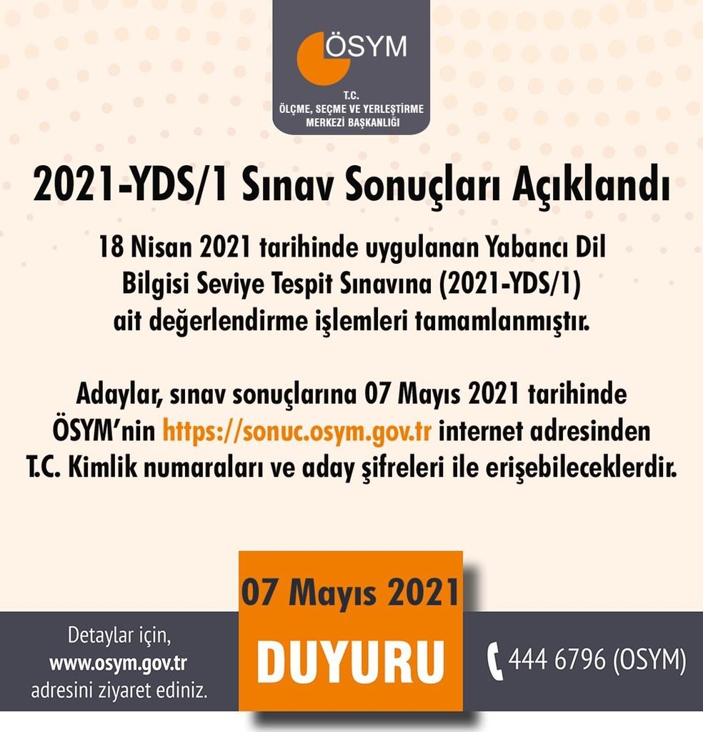 2021-YDS/1 sonuçları açıklandı