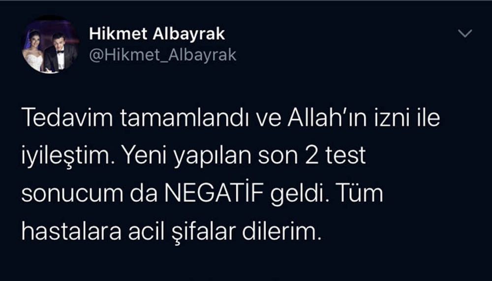 Abdurrahim Albayrak’ın oğlu iyileştiğini açıkladı
