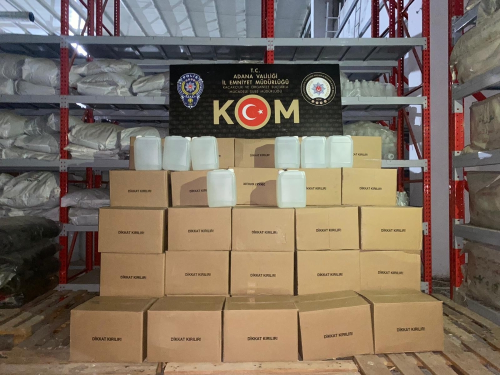 Adana’da bin 340 litre kaçak etil alkol ele geçirildi