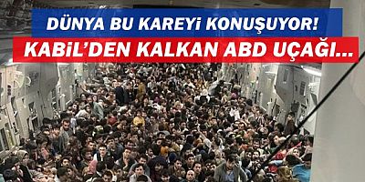 Afganistan Kabil'den kalkan ABD uçağı...