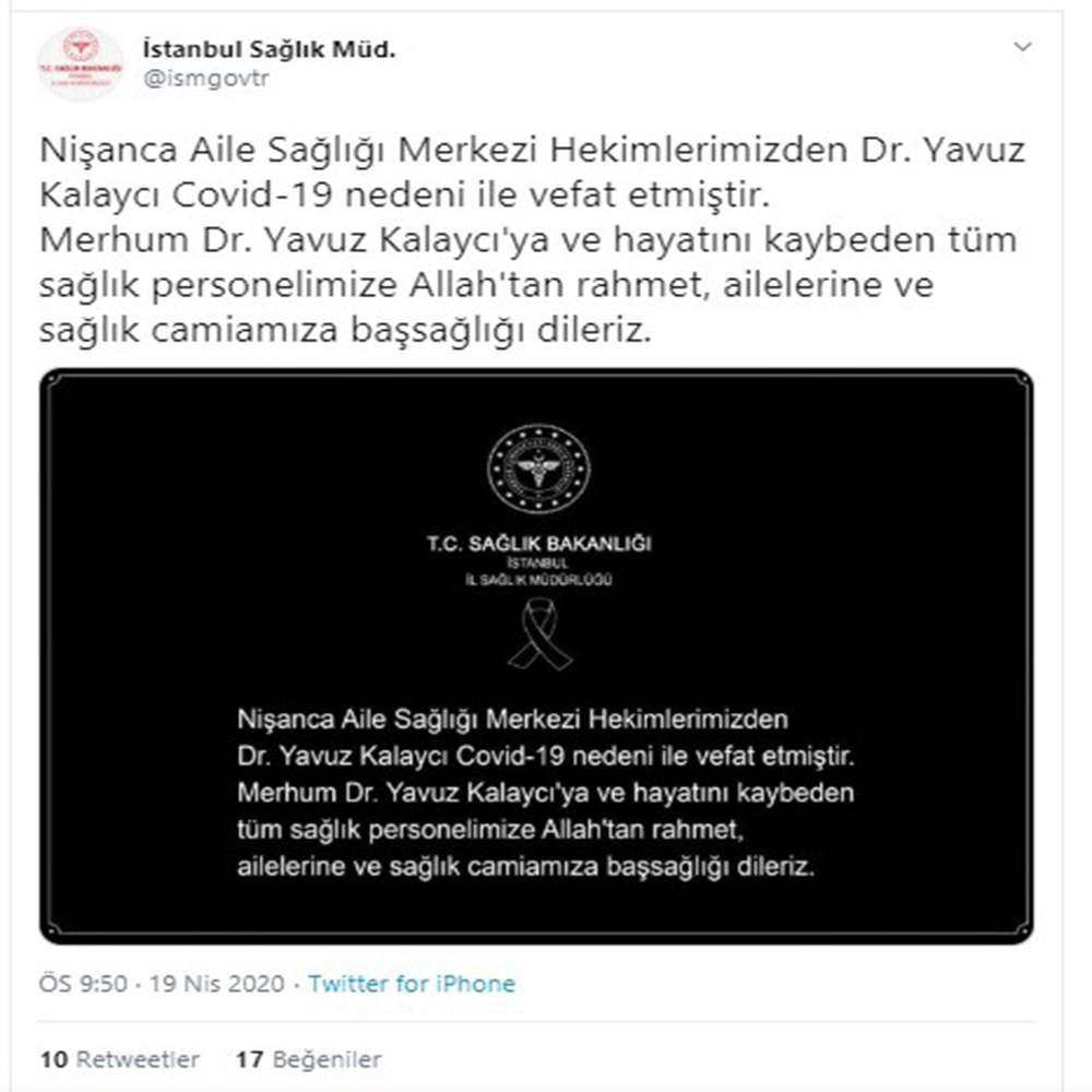 Aile sağlığı merkezi hekimi korona virüs nedeniyle hayatını kaybetti