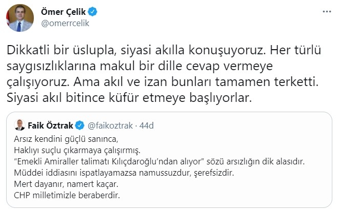 AK Parti Sözcüsü Çelik’ten Öztrak’a yanıt: “Akıl ve izan bunları tamamen terk etti”