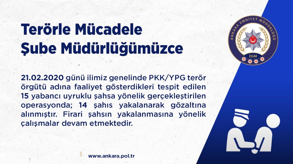 Ankara Terör Şube ekiplerinden eş zamanlı operasyon: 14  gözaltı