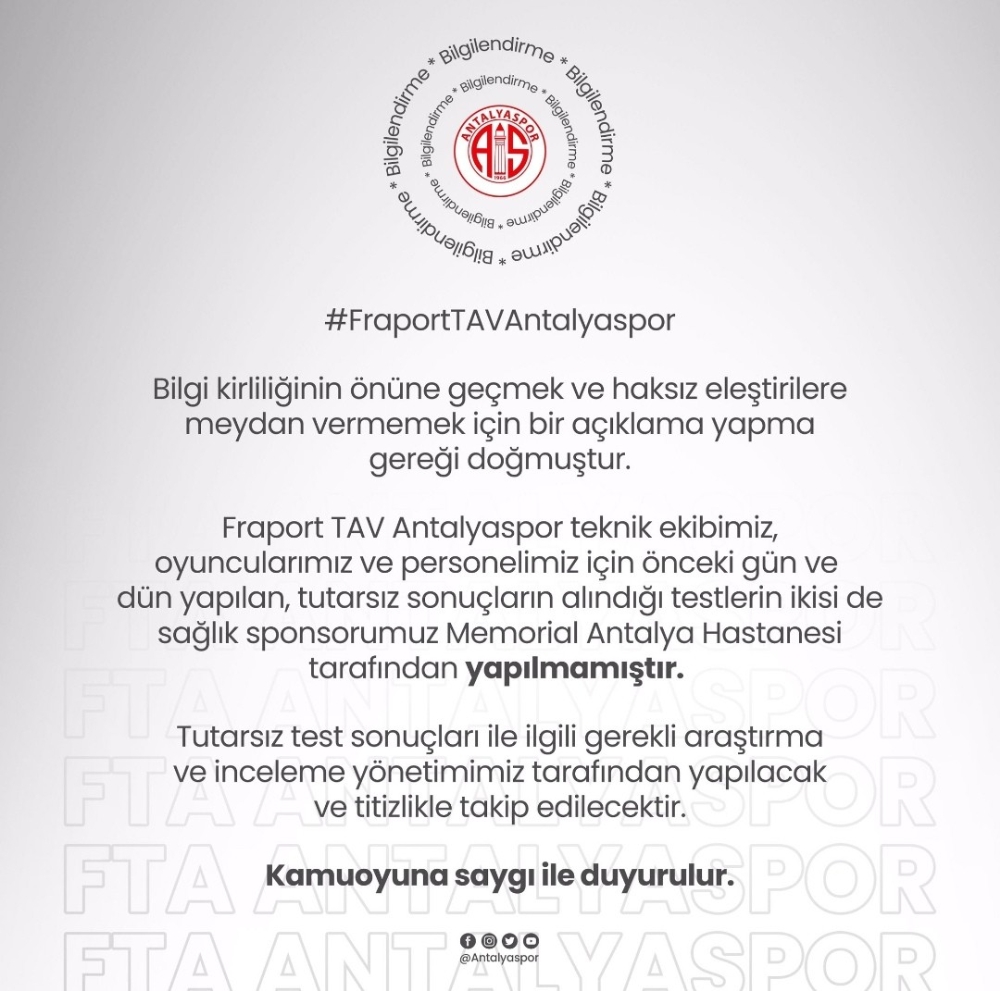 Antalyaspor’dan açıklama: “İnceleme yapılacaktır”