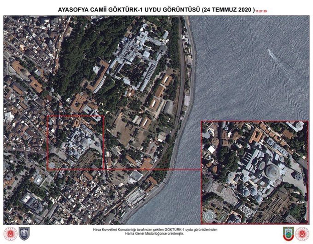 Ayasofya’da ilk Cuma, Göktürk-1 uydusundan böyle görüntülendi