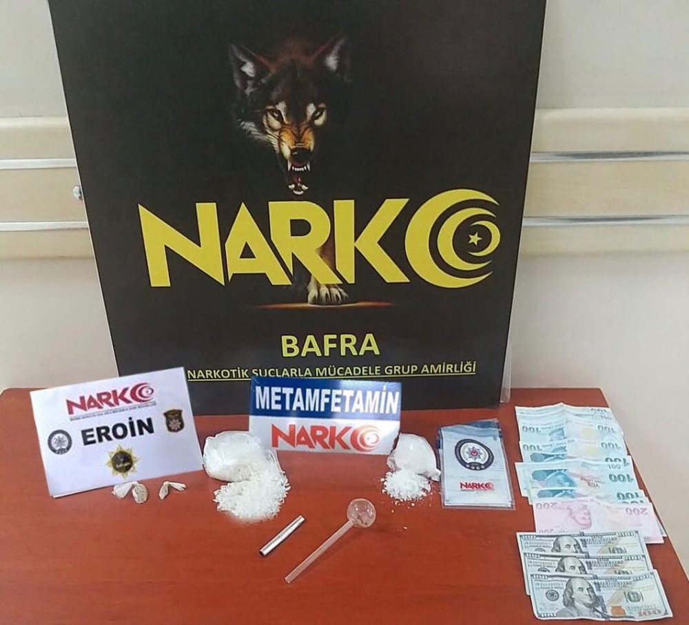 Bafra’da eroin ve metamfetamin maddesi ele geçirdi