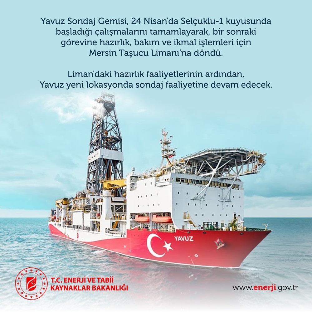 Bakan Dönmez: “Yavuz yeni lokasyonda sondaj faaliyetine devam edecek”