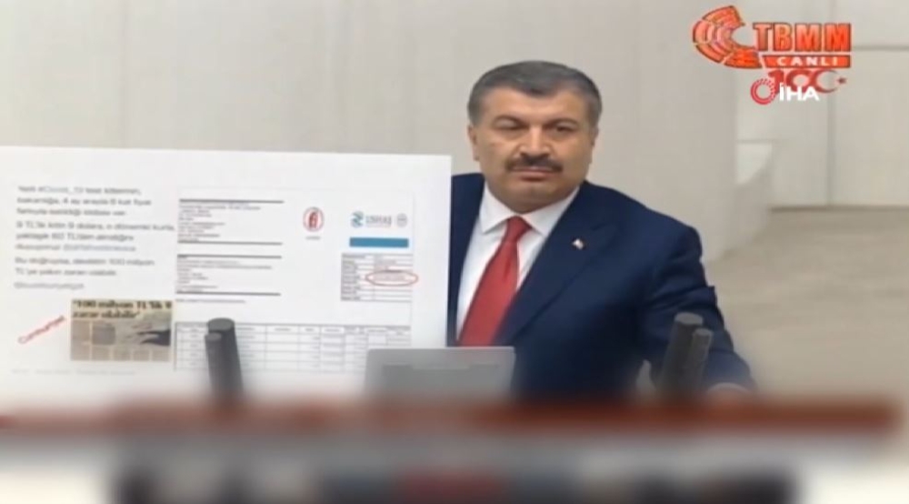 Bakan Koca, CHP’li Emir’in test kitleriyle ilgili iddialarına görsellerle cevap verdi