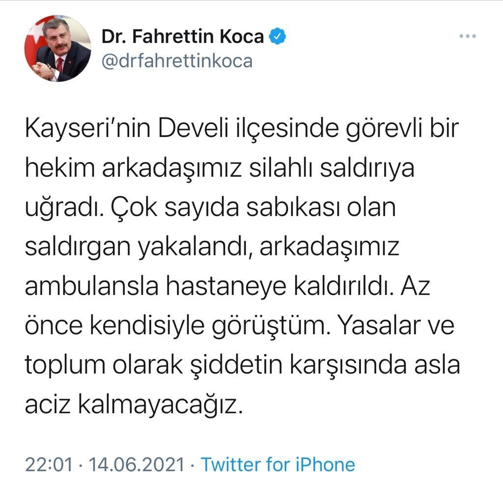 Bakan Koca saldırıya uğrayan doktorla görüştü