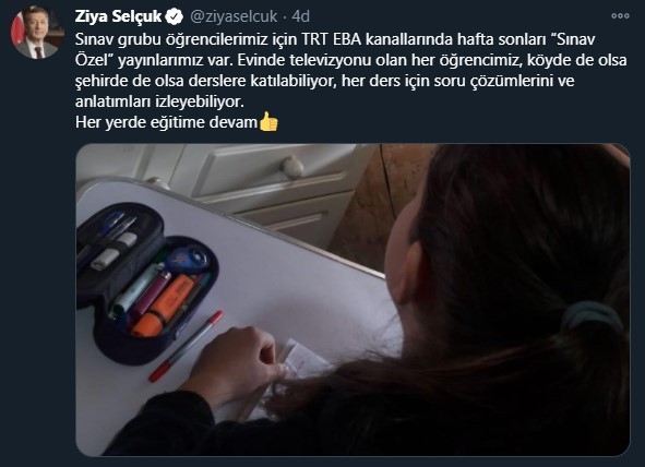 Bakan Selçuk’tan EBA TV sınav duyurusu