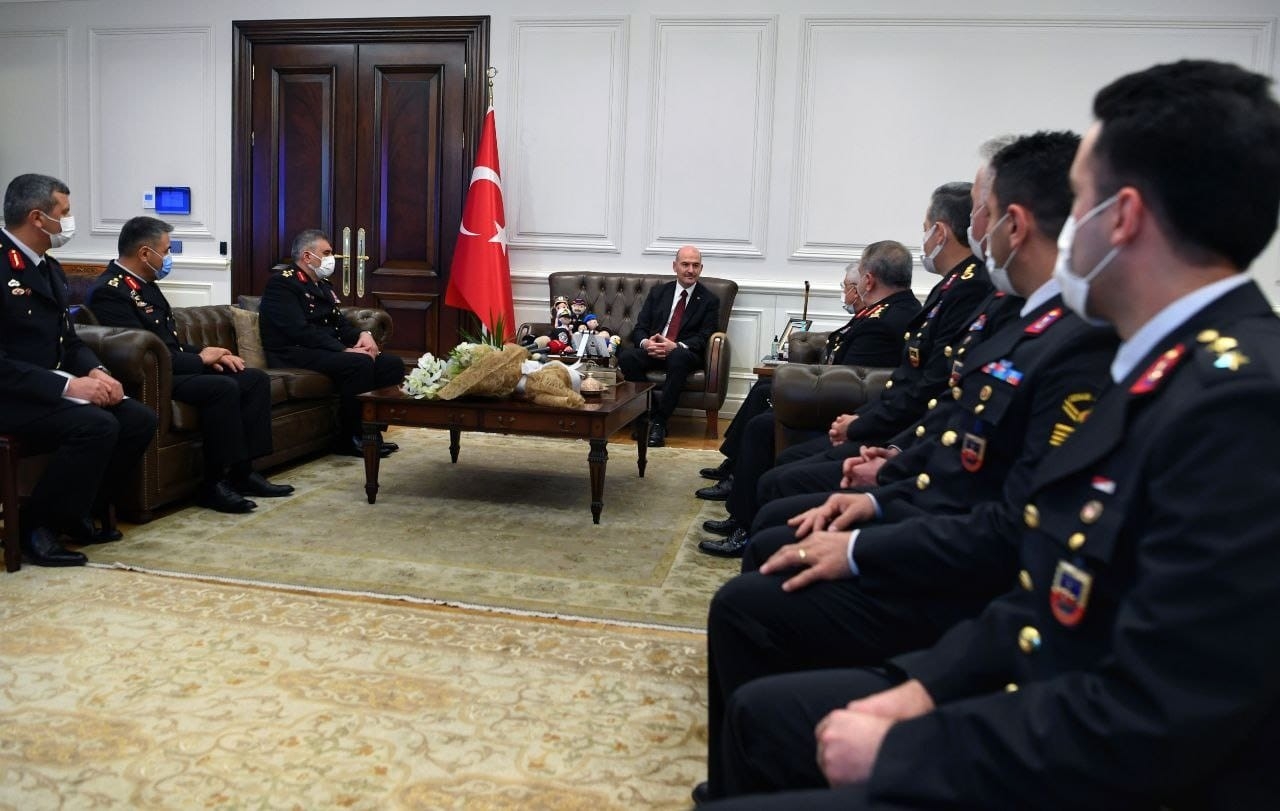 Bakan Soylu, Jandarma Genel Komutanı Orgeneral Çetin başkanlığındaki heyeti kabul etti