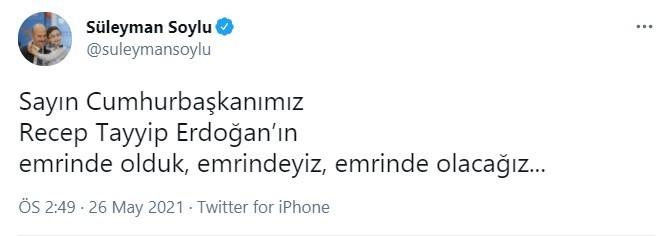 Bakan Soylu’dan Cumhurbaşkanı Erdoğan açıklaması
