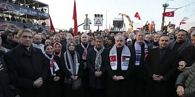 Bakanlardan Galata Köprüsü'nde Gazze için tarihi destek!        