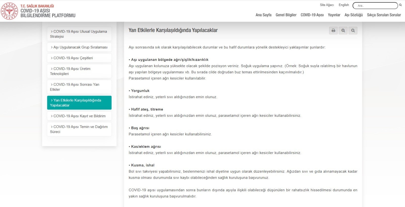 Bakanlık Covid-19 aşısı sonrasında oluşabilecek yan etkileri paylaştı