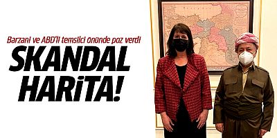 Barzani ve ABD'li temsilci skandal Türkiye haritasıyla poz verdi