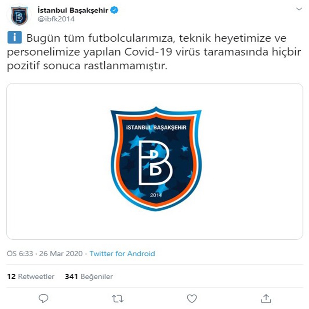 Başakşehir’den koronavirüs açıklaması