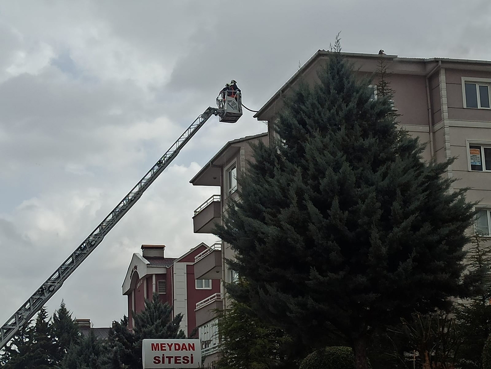 Başkent’te düşen yıldırım yangına neden oldu