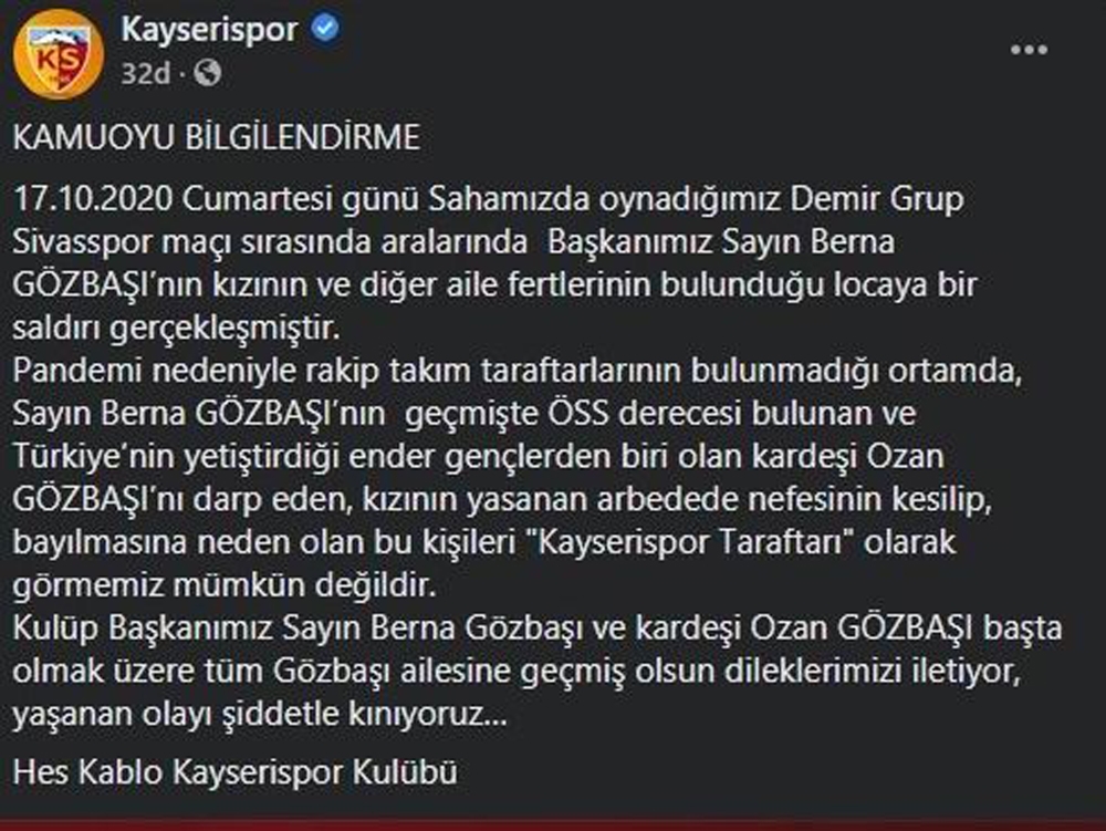 Berna Gözbaşı’nın locasına saldırı