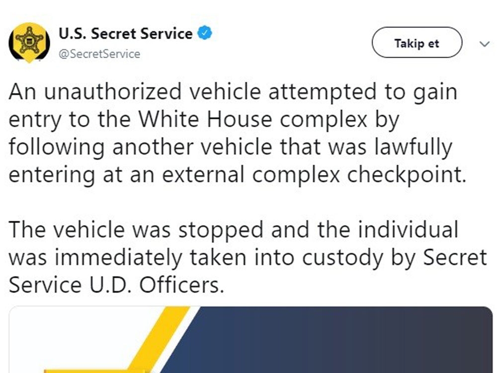 Beyaz Sarayda Şüpheli Araç Paniği