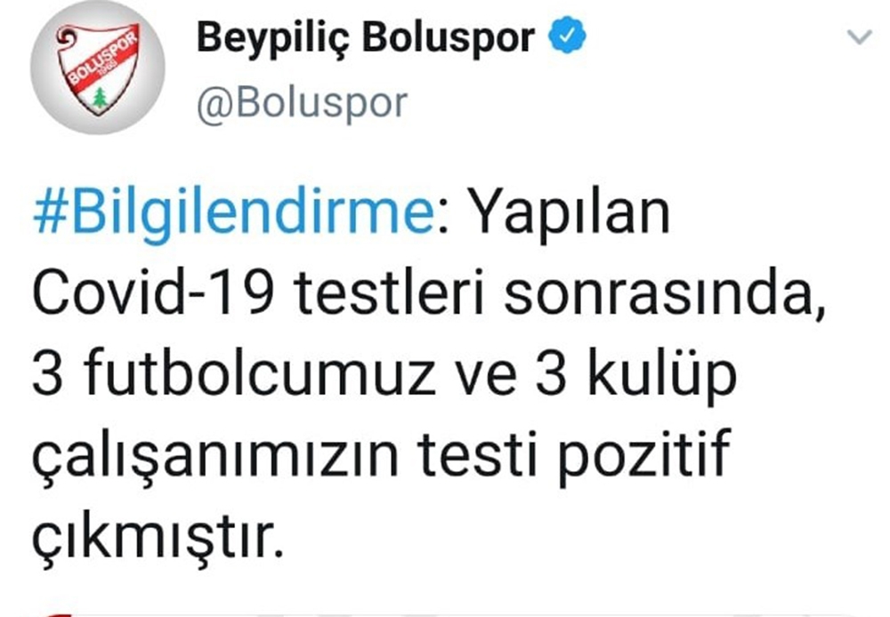 Boluspor’da korona virüs şoku