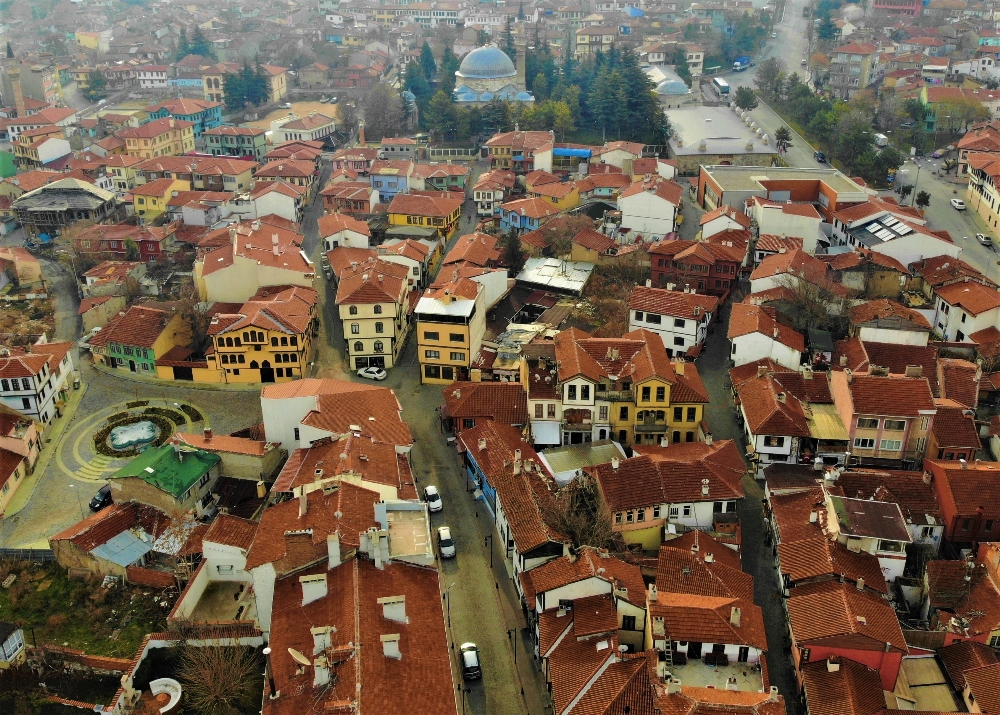 Boş kalan tarihi evleriyle meşhur Odunpazarı havadan görüntülendi