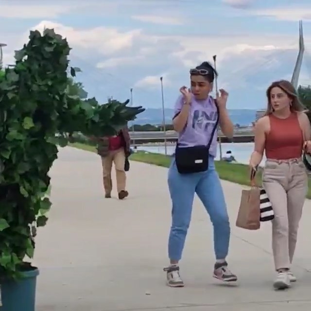 Bursa’da ağaçtan adam hem güldürdü, hem korkuttu