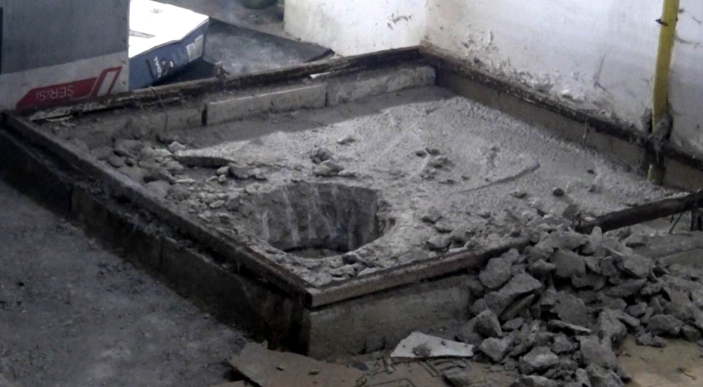 Cani damat boğduktan sonra üzerine beton dökmüş