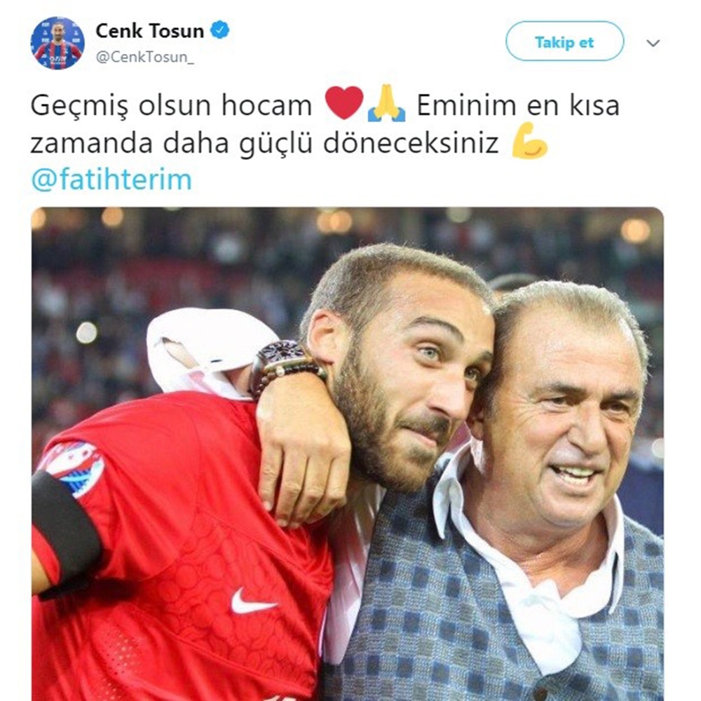 Cenk Tosun’dan Fatih Terim’e geçmiş olsun mesajı