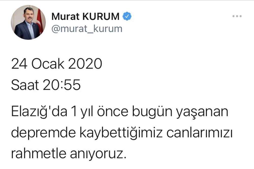 Çevre ve Şehircilik Bakanı Murat Kurum: 