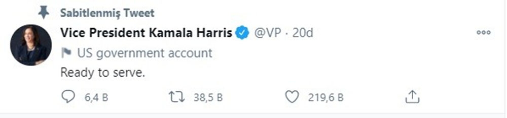 Çiçeği burnunda Başkan Yardımcısı Harris’ten ilk paylaşım
