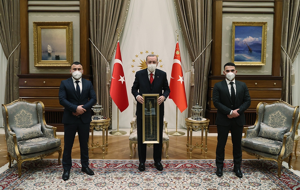 Cumhurbaşkanı Erdoğan, Avusturya’daki terör saldırısında kahraman olan iki Türk’ü kabul etti