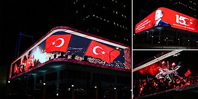 Cumhurbaşkanı Erdoğan'ın, 15 Temmuz mesajı dijital ekranda