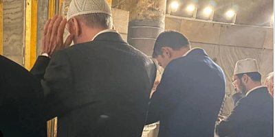 Cumhurbaşkanı  Erdoğan Murat Kurum ile birlikte Ayasofya Camii'nde!