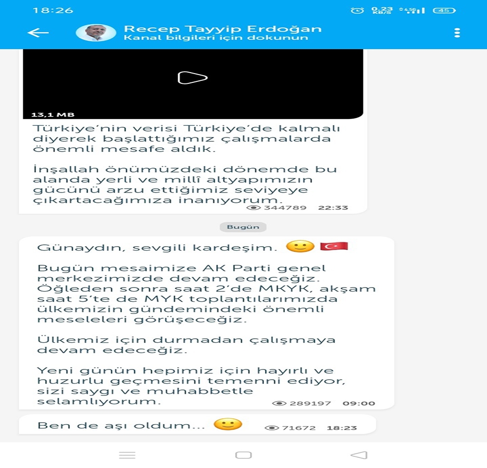 Cumhurbaşkanı Erdoğan’dan aşı sonrası ilk açıklama Telegram hesabından geldi