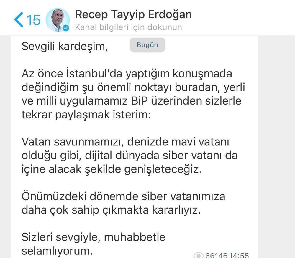 Cumhurbaşkanı Erdoğan’dan BİP paylaşımı