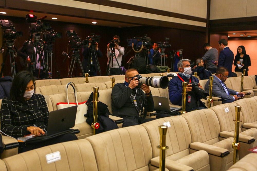 Cumhurbaşkanı Erdoğan’ın basın toplantısı öncesinde korona virüsü tedbirleri