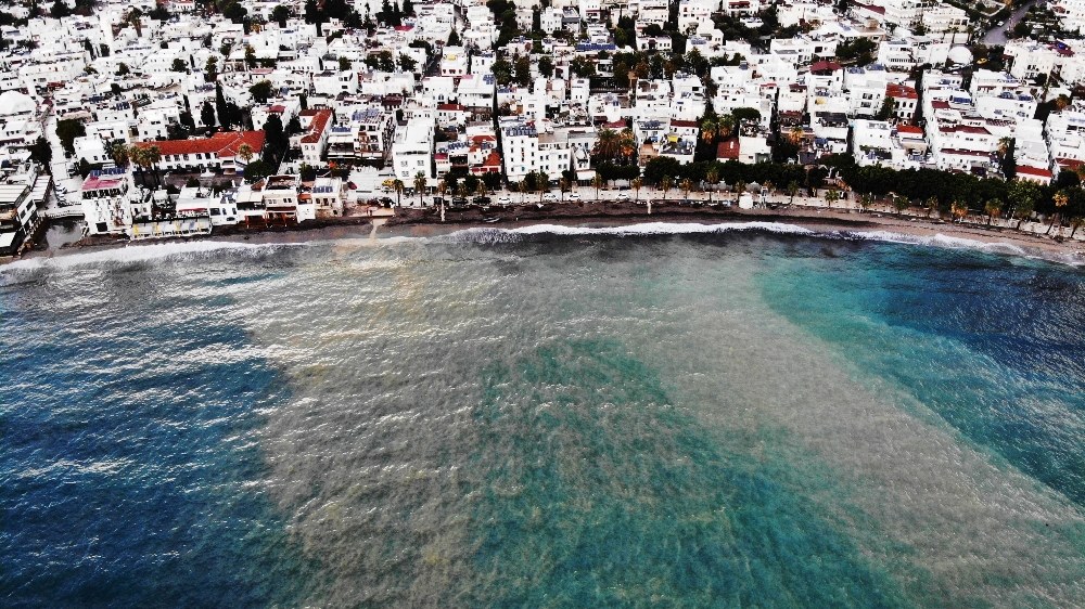 Denize akan yağmur suları Bodrum koylarını çamura bürüdü