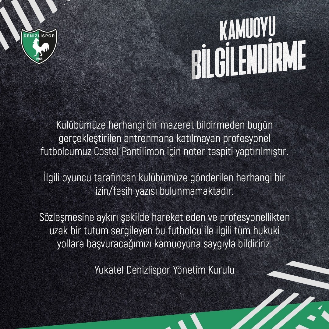 Denizlispor’da Pantilimon krizi