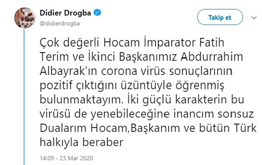 Drogba’dan Fatih Terim’e geçmiş olsun mesajı
