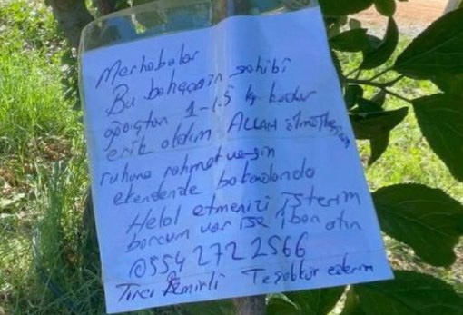 Erik ağacının dalına not bıraktı, 