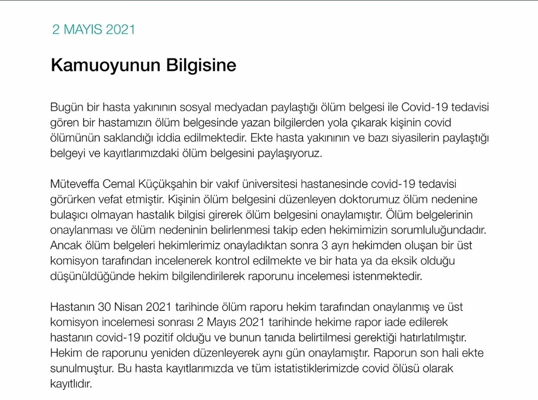 Fahrettin Koca’dan Covid-19 kaynaklı ölümün saklandığına dair yapılan paylaşım hakkında açıklama