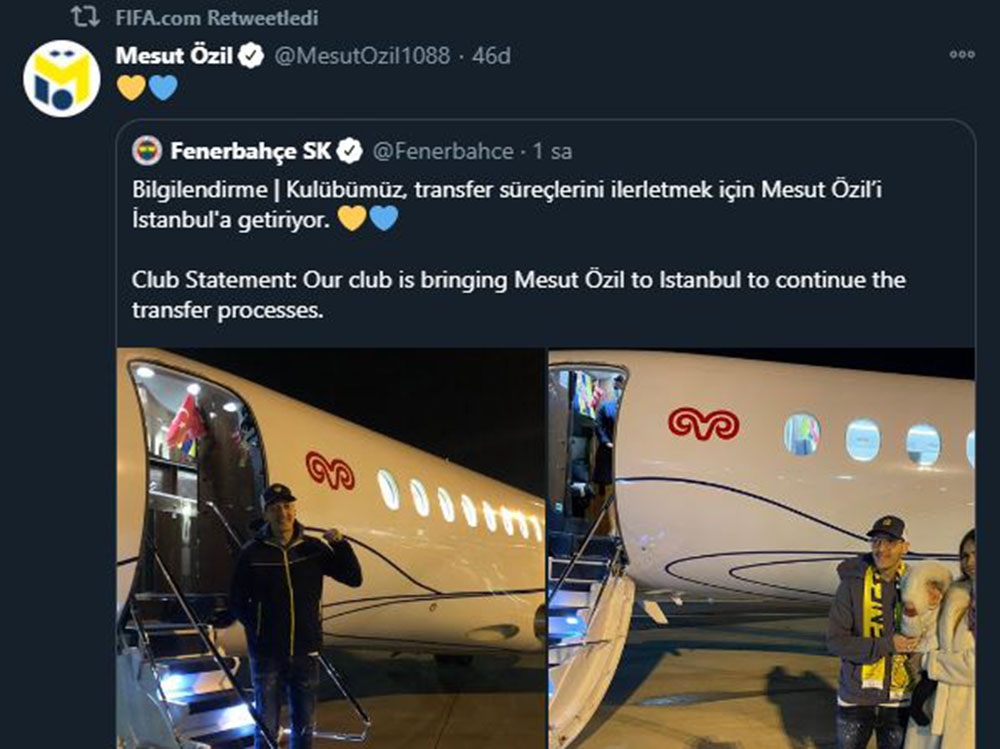 FIFA, Mesut Özil-Fenerbahçe transferini sayfasında paylaştı
