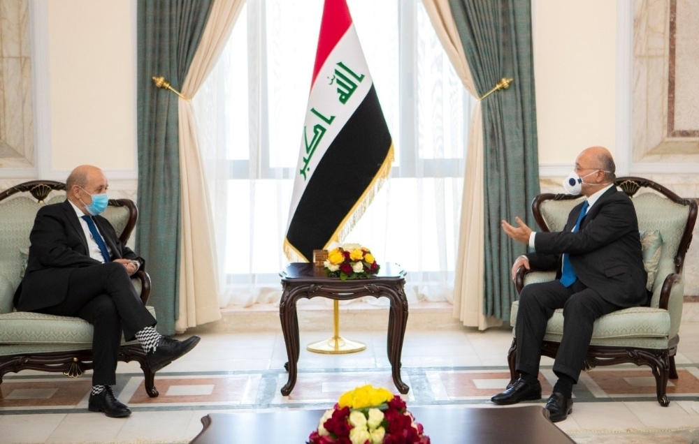 Fransa Dışişleri Bakanı Le Drian, Irak Cumhurbaşkanı Salih ile görüştü