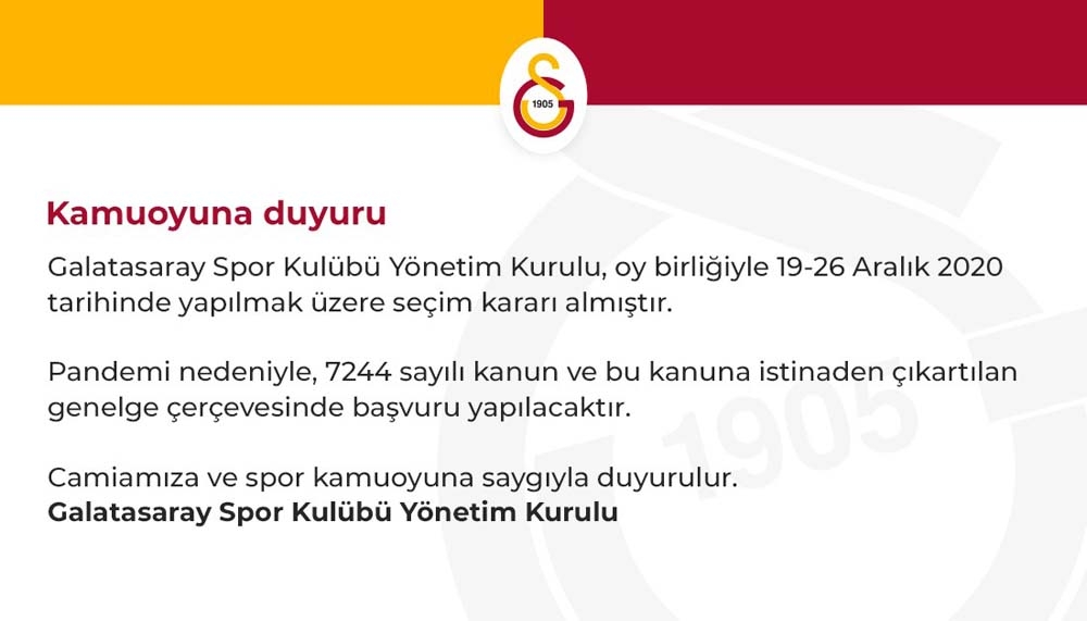 Galatasaray seçime gidiyor