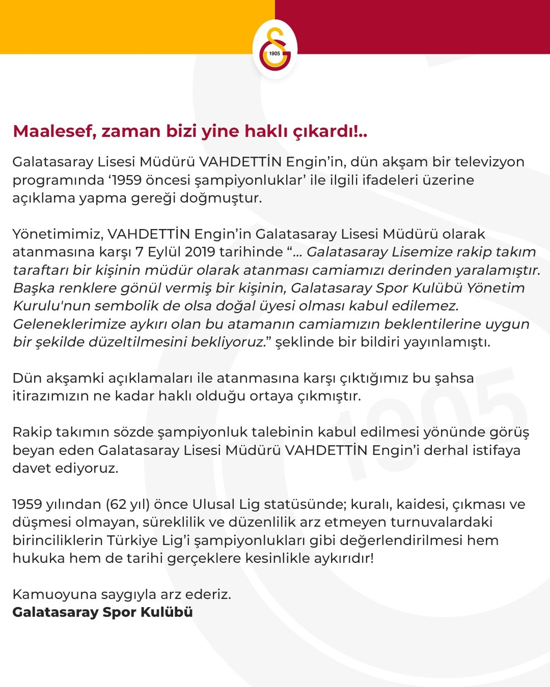 Galatasaray’dan açıklama: 